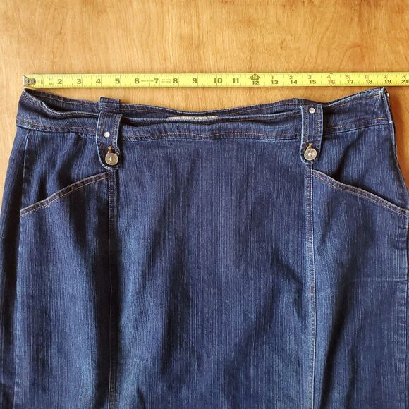 Denim d Gree Maxi Skirt Women 16 Blue Jean Cotton Blend Rhinestone Pleat Cowgirl - Picture 10 of 13